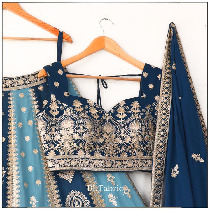 Blue color Sequence & Zari Embroidery work Designer Wedding Lehenga Choli BL1360 2