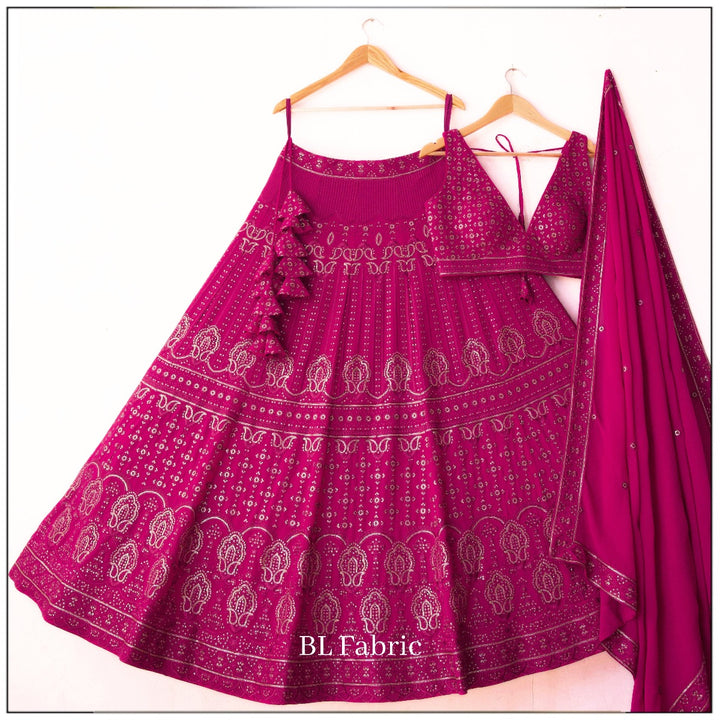 Pink color Sequence & Thread Embroidery work Designer Wedding Lehenga Choli BL1361 1