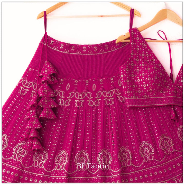 Pink color Sequence & Thread Embroidery work Designer Wedding Lehenga Choli BL1361 3