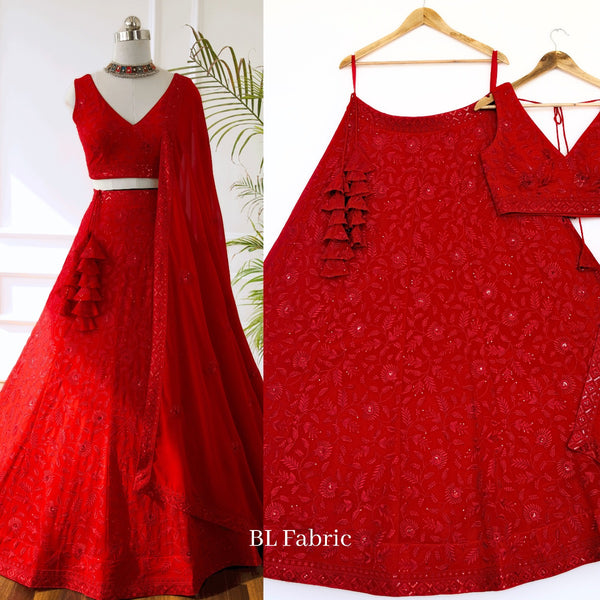 Red color Georgette Embroidery work Designer Lehenga Choli for Any Function BL1370