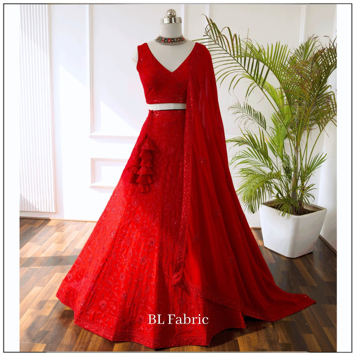 Red color Georgette Embroidery work Designer Lehenga Choli for Any Function BL1370 7