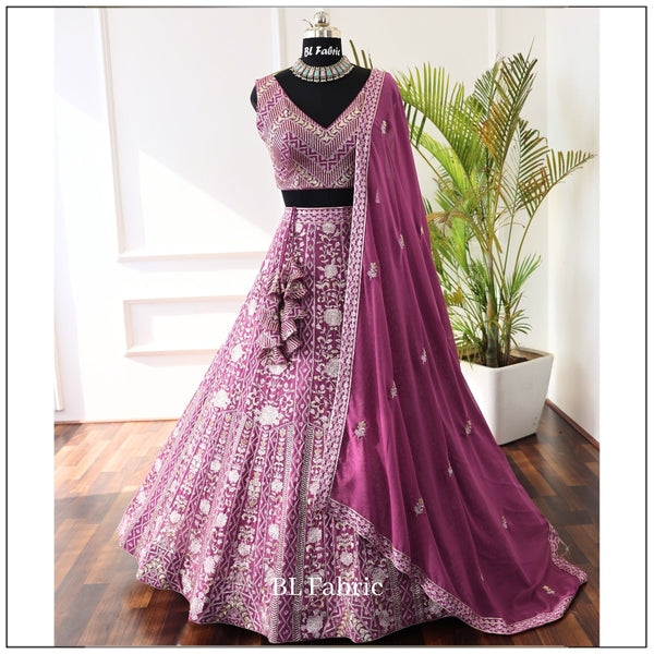 Light Purple color Sequence & Embroidery work Designer Lehenga Choli for Wedding Function BL1373 