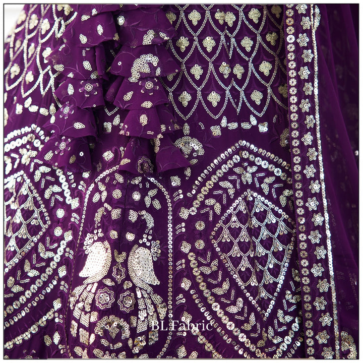 Purple color Sequence Thread work Designer Wedding Lehenga Choli For Wedding Function BL1378 3