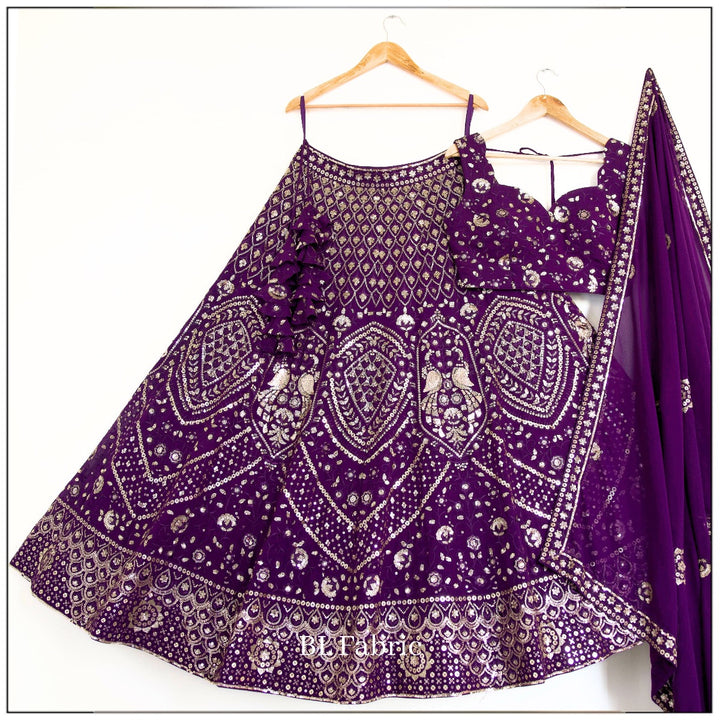 Purple color Sequence Thread work Designer Wedding Lehenga Choli For Wedding Function BL1378 4