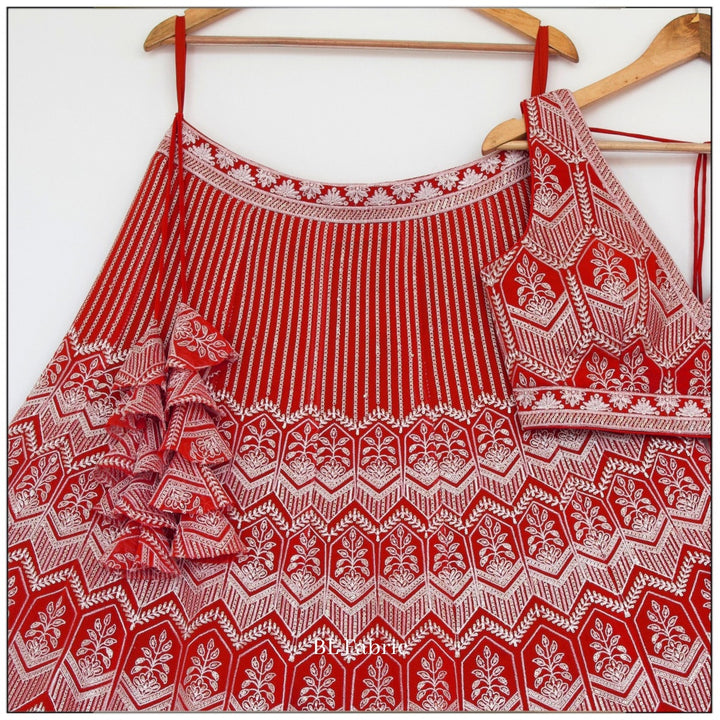 Orange color Thread Embroidery work Designer Lehenga Choli for Any Function BL1379 6
