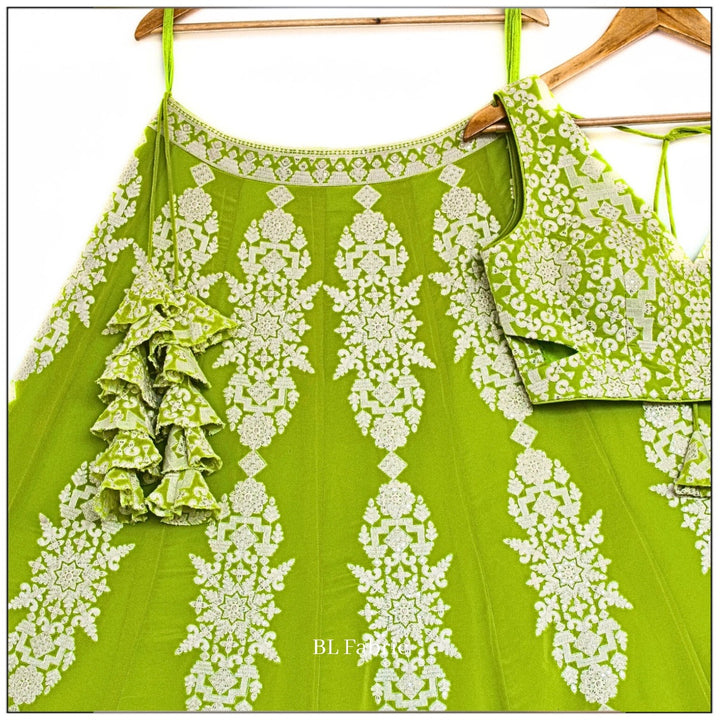Parrot Green color Sequence Embroidery work Designer Lehenga Choli for Wedding & Haldi Function BL1384 5
