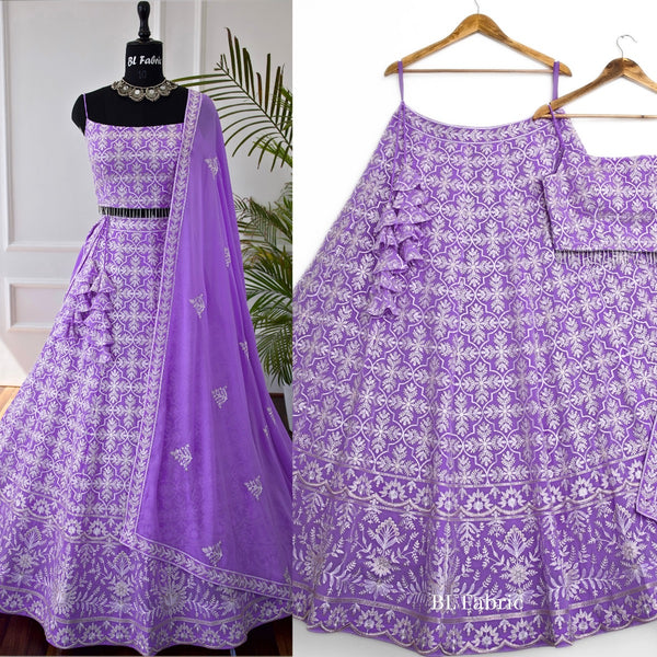 Light Purple color Sequence Embroidery work Designer Lehenga Choli for Wedding & Haldi Function BL1385