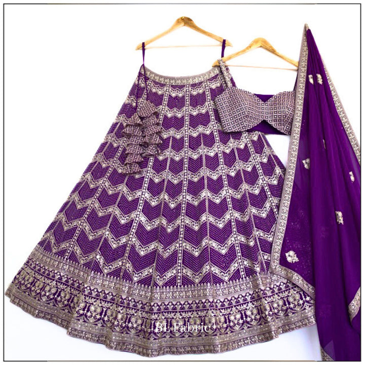 Purple color Diamond & Sequence Embroidery work Designer Lehenga Choli for Wedding Function BL1387 4