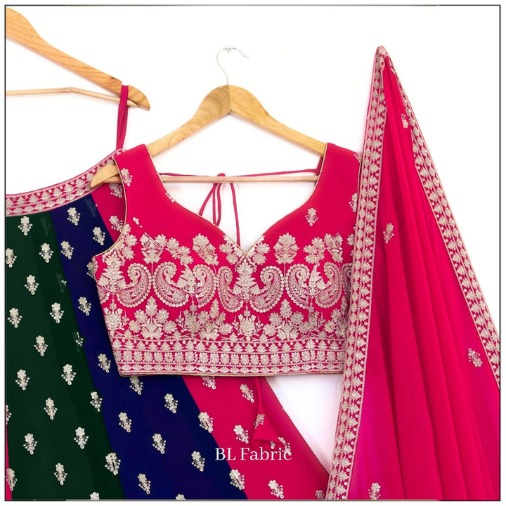 Multi color Sequence Embroidery work Designer Lehenga Choli for Wedding Function BL1388 4