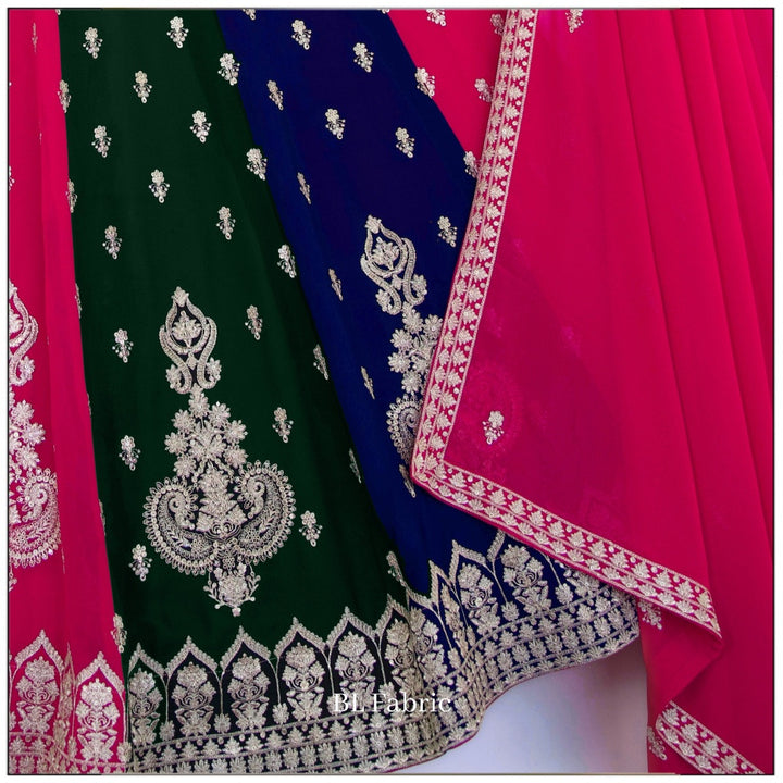 Multi color Sequence Embroidery work Designer Lehenga Choli for Wedding Function BL1388 6