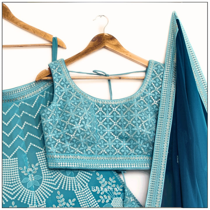 Shadding Skyblue color Sequence Embroidery work Designer Lehenga Choli for Wedding Function BL1390 4