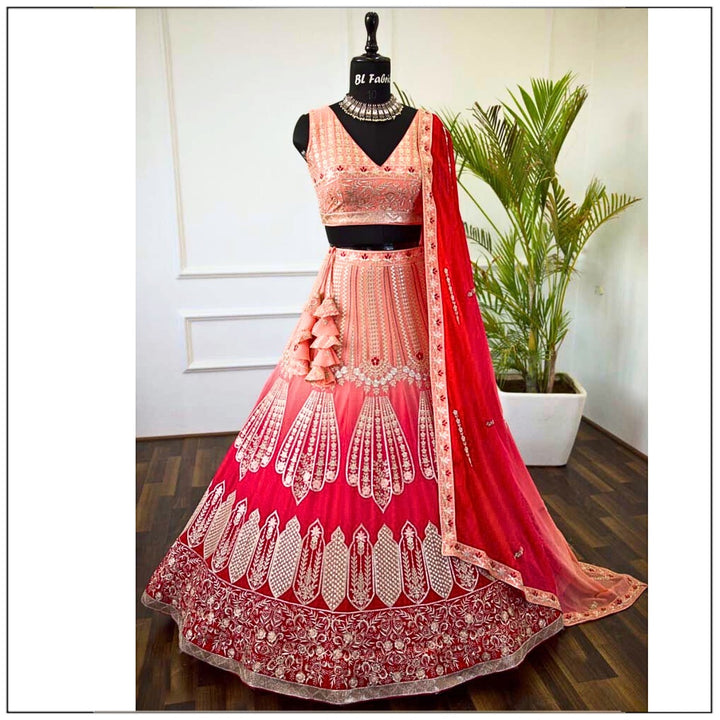 Shadding Pink color Sequence Embroidery work Designer Lehenga Choli for Wedding Function BL1391 1