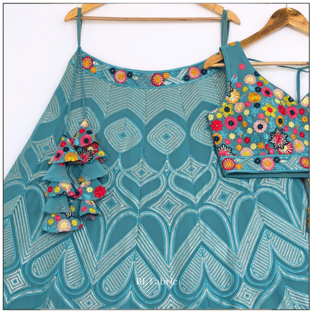 Skyblue color Sequence Embroidery work Designer Lehenga Choli for Wedding Function BL1392 6