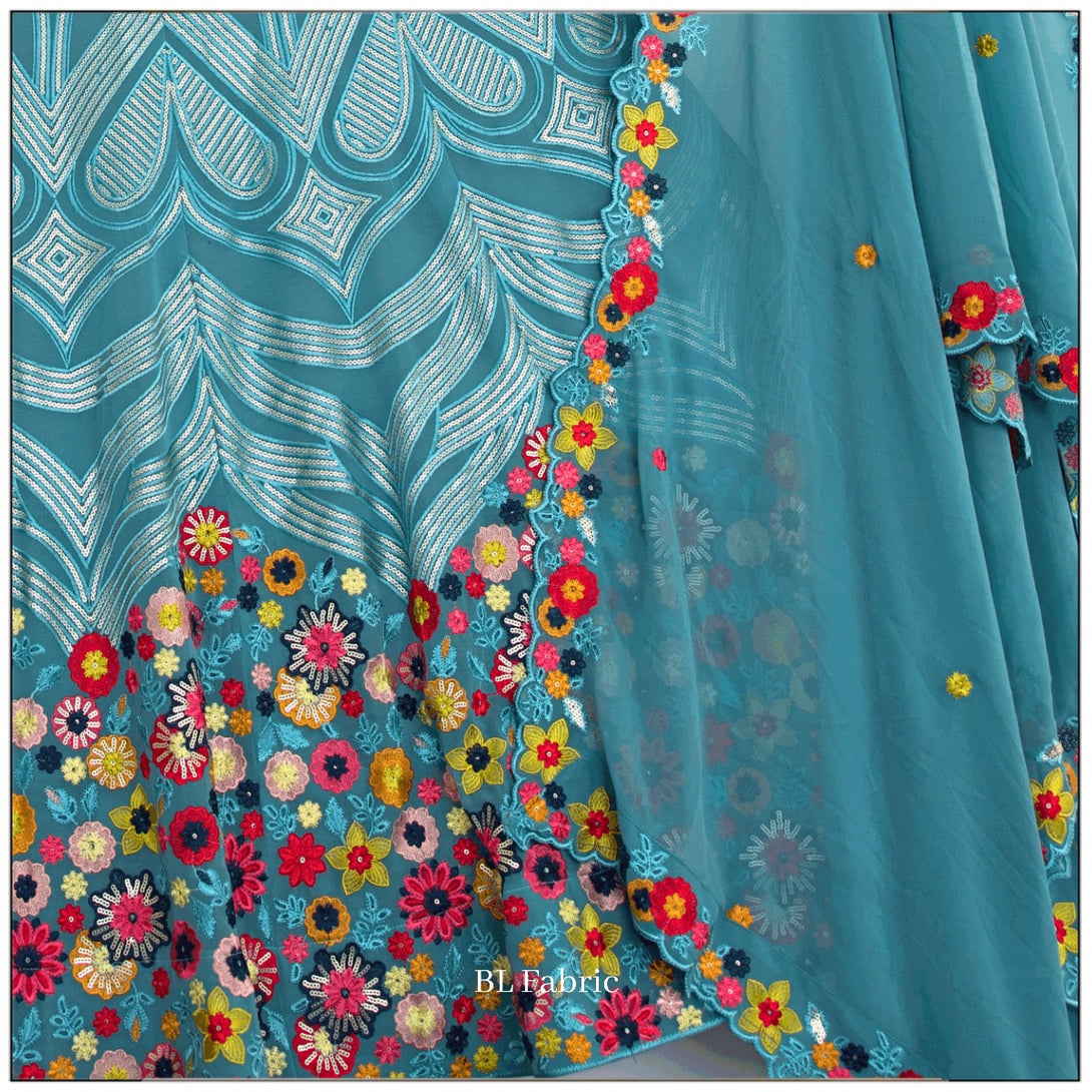Skyblue color Sequence Embroidery work Designer Lehenga Choli for Wedding Function BL1392 7