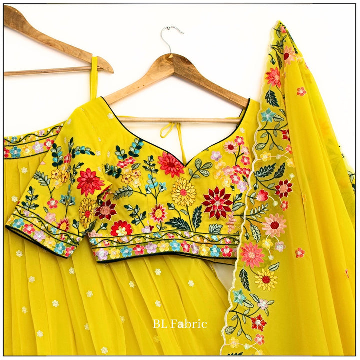 Yellow color Sequence Embroidery work Designer Lehenga Choli for Wedding Function BL1394 6