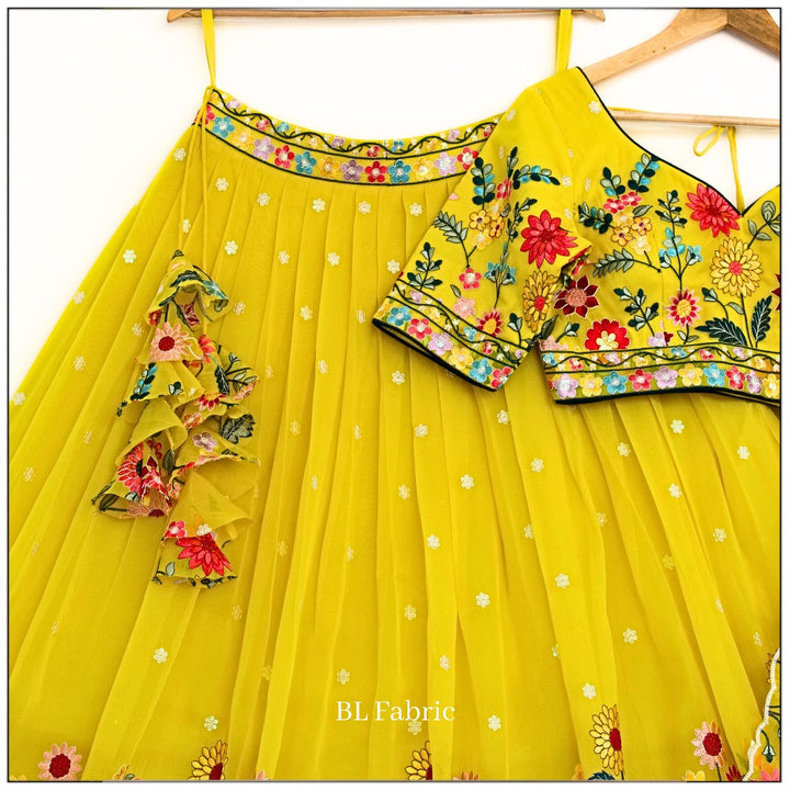 Yellow color Sequence Embroidery work Designer Lehenga Choli for Wedding Function BL1394 7