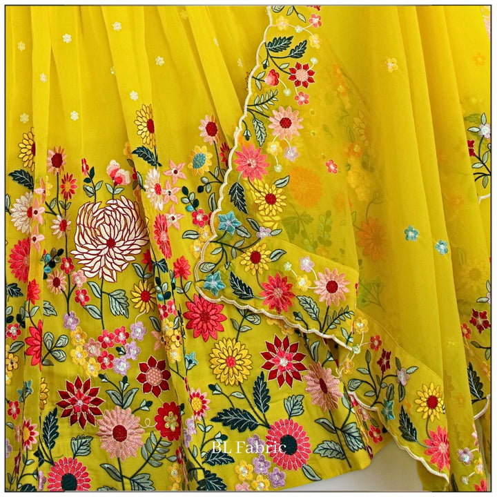 Yellow color Sequence Embroidery work Designer Lehenga Choli for Wedding Function BL1394 8