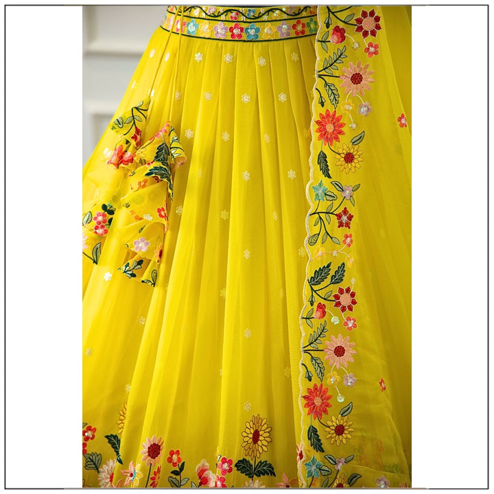 Yellow color Sequence Embroidery work Designer Lehenga Choli for Wedding Function BL1394 3