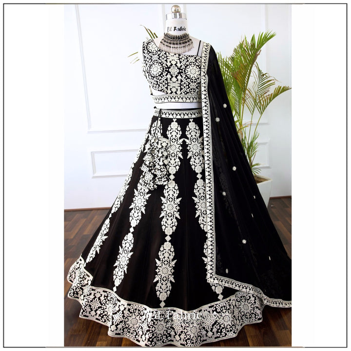 Black color Sequence Embroidery work Designer Lehenga Choli for Wedding & Haldi Function BL1395 1