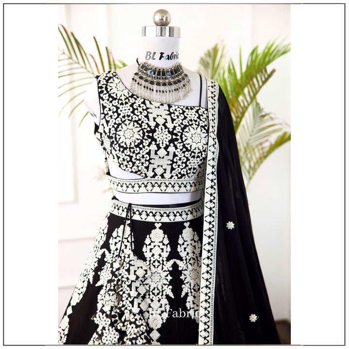 Black color Sequence Embroidery work Designer Lehenga Choli for Wedding & Haldi Function BL1395 2