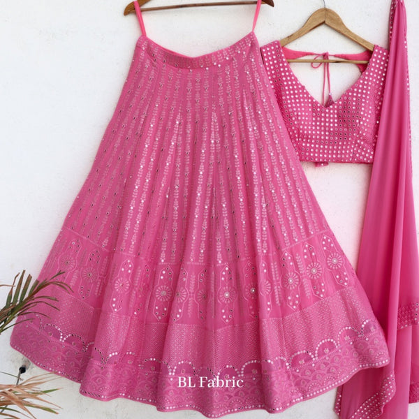 Pink color Mirror & Embroidery work Designer Lehenga Choli BL1231