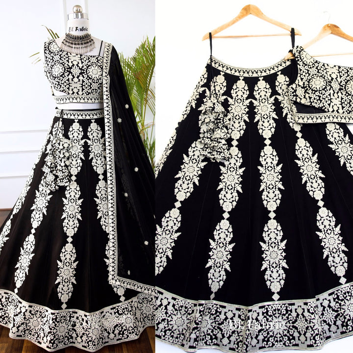 Black color Sequence Embroidery work Designer Lehenga Choli for Wedding & Haldi Function BL1395