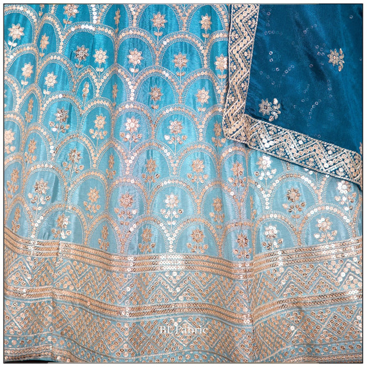 Shadding Skyblue color Sequence & Thread work Designer Wedding Lehenga Choli For Wedding Function BL1417 3