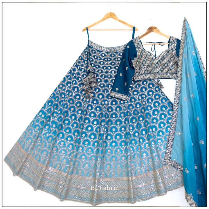 Shadding Skyblue color Sequence & Thread work Designer Wedding Lehenga Choli For Wedding Function BL1417 4