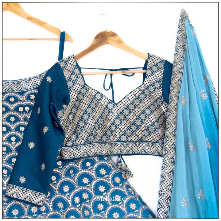 Shadding Skyblue color Sequence & Thread work Designer Wedding Lehenga Choli For Wedding Function BL1417 5