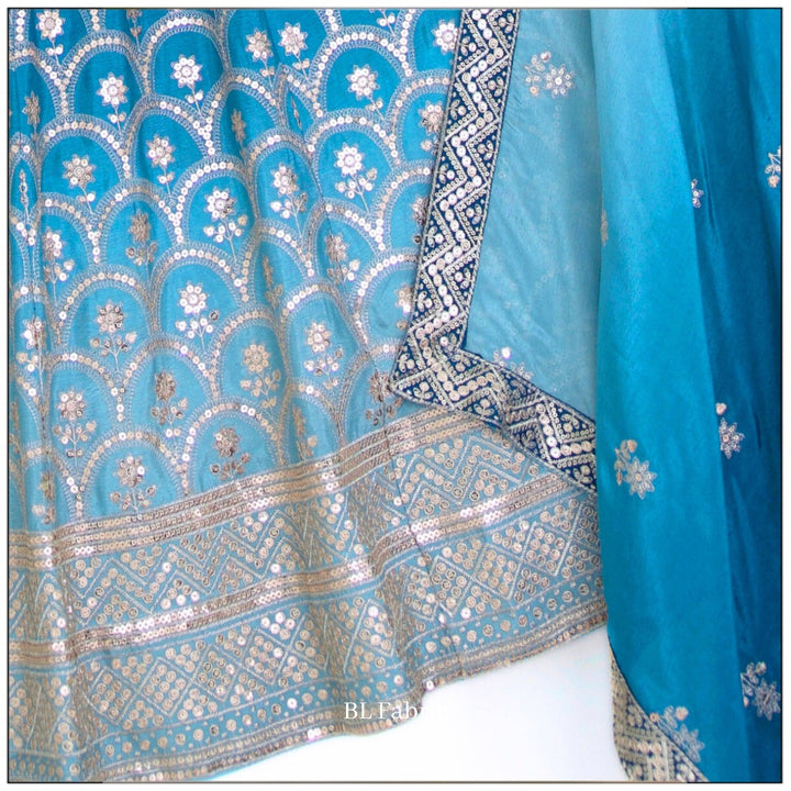 Shadding Skyblue color Sequence & Thread work Designer Wedding Lehenga Choli For Wedding Function BL1417 7