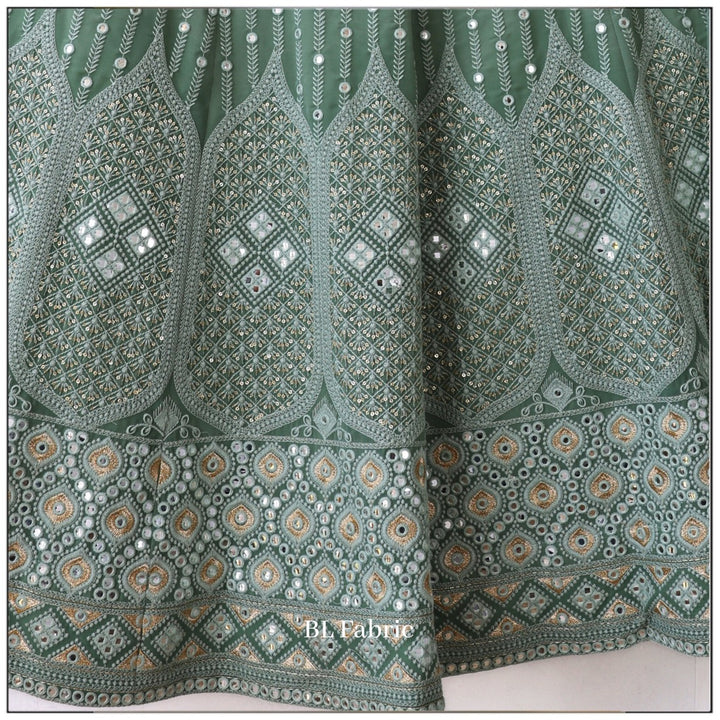 Green color Mirror & Embroidery work Designer Lehenga choli for any Function BL1233 3