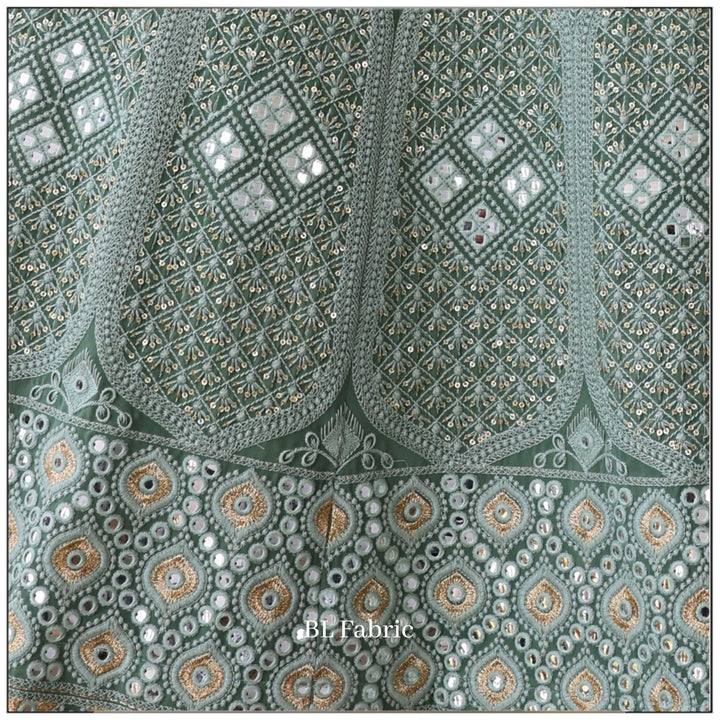 Green color Mirror & Embroidery work Designer Lehenga choli for any Function BL1233 4
