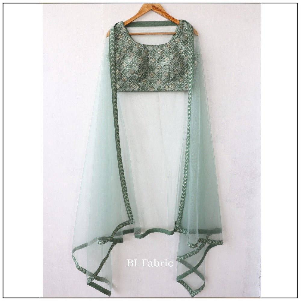 Green color Mirror & Embroidery work Designer Lehenga choli for any Function BL1233 5