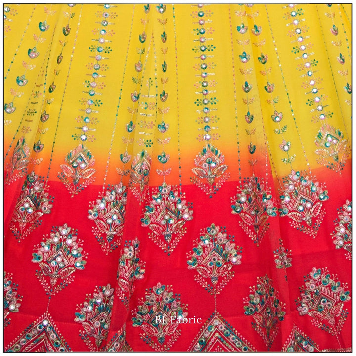 Shadding Yellow Pink color Mirror Sequence Embroidery work Designer Lehenga Choli for Wedding Function BL1424 8