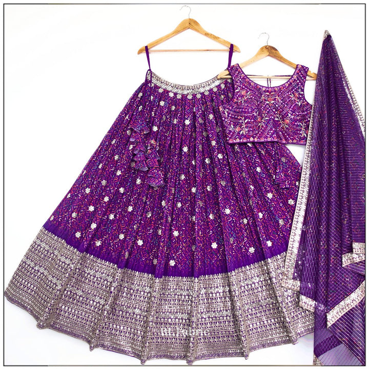 Purple Printed color Sequence Embroidery work Designer Lehenga Choli for Wedding Function BL1426 4