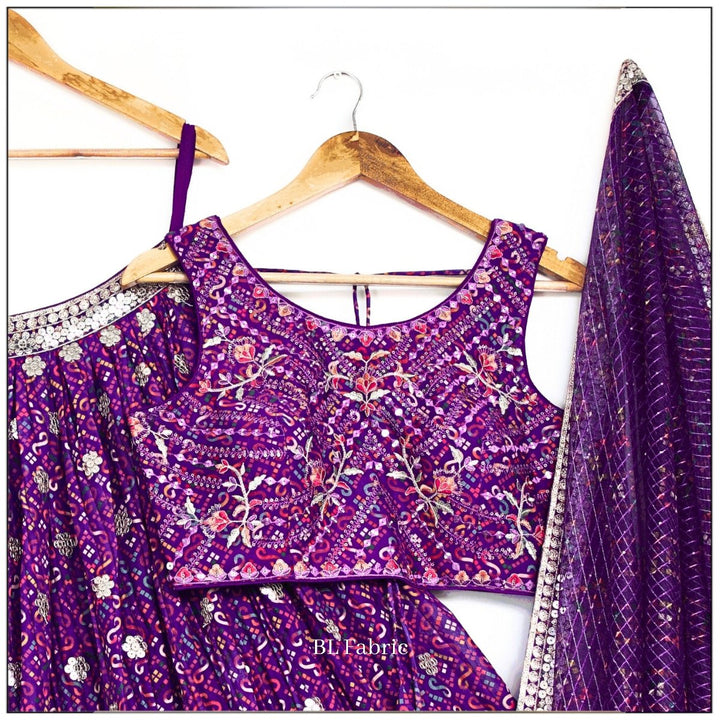 Purple Printed color Sequence Embroidery work Designer Lehenga Choli for Wedding Function BL1426 4