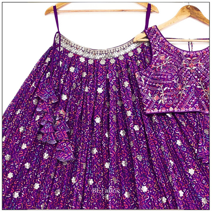 Purple Printed color Sequence Embroidery work Designer Lehenga Choli for Wedding Function BL1426 6