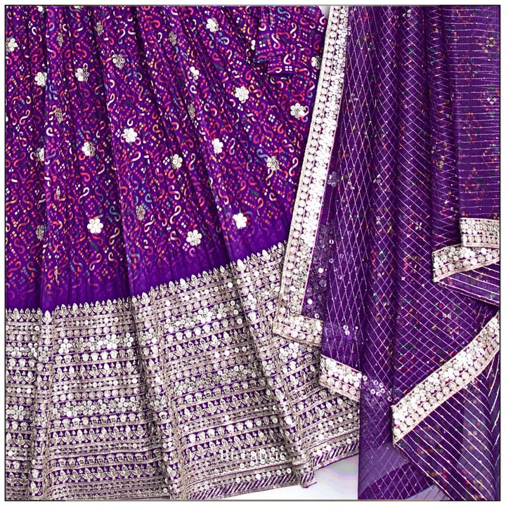 Purple Printed color Sequence Embroidery work Designer Lehenga Choli for Wedding Function BL1426 7