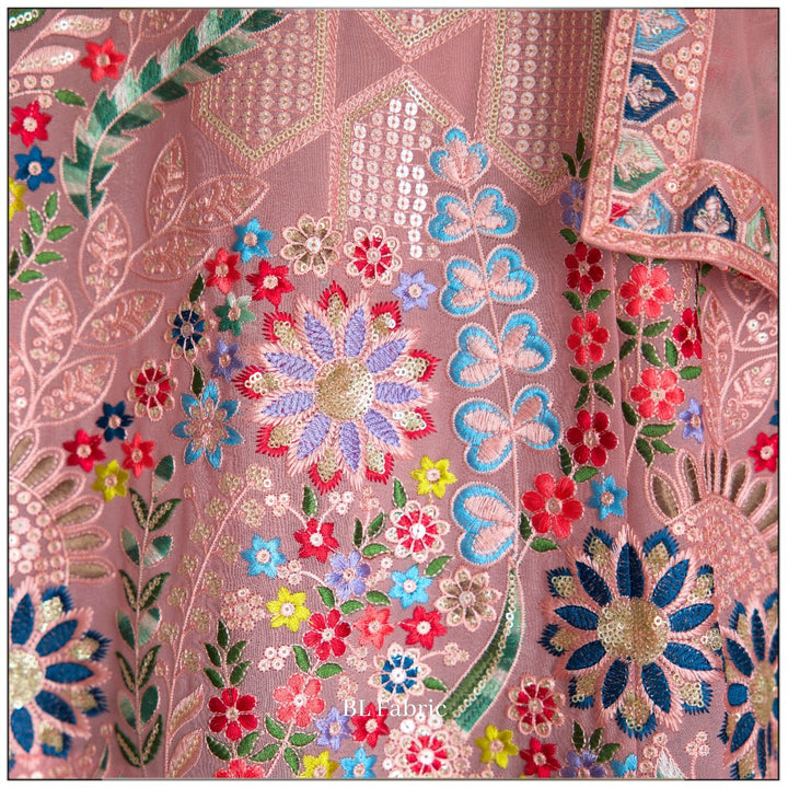 Light Pink color Sequence Embroidery work Designer Lehenga choli for Wedding Function BL1437 3