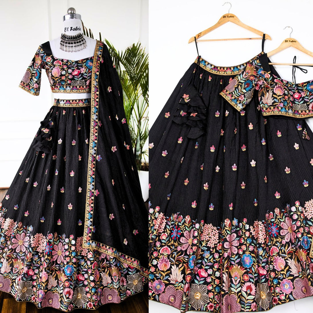 Black color Sequence Embroidery work Designer Lehenga choli for Wedding Function BL1440 3