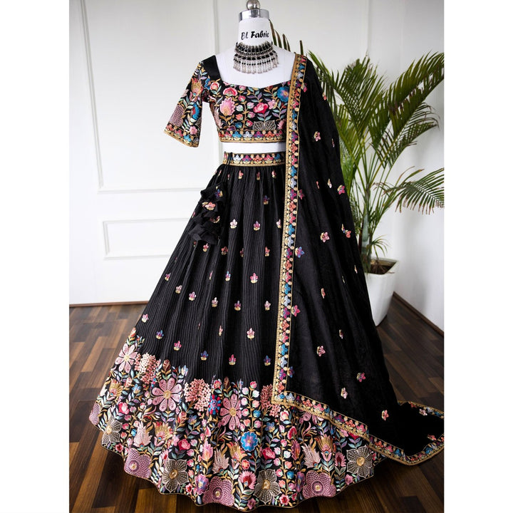 Black color Sequence Embroidery work Designer Lehenga choli for Wedding Function BL1440