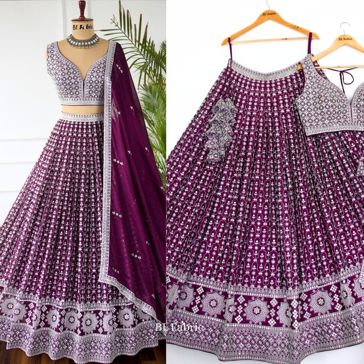 Purple color Sequence Embroidery work Designer Lehenga choli for Wedding Function BL1439 4