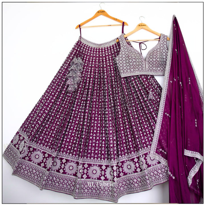 Purple color Sequence Embroidery work Designer Lehenga choli for Wedding Function BL1439 5