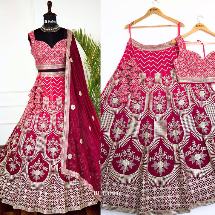 Shadding Pink color Sequence Embroidery work Designer Lehenga Choli for Wedding Function BL1458 3