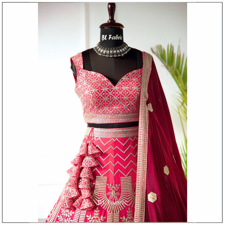 Shadding Pink color Sequence Embroidery work Designer Lehenga Choli for Wedding Function BL1458 1