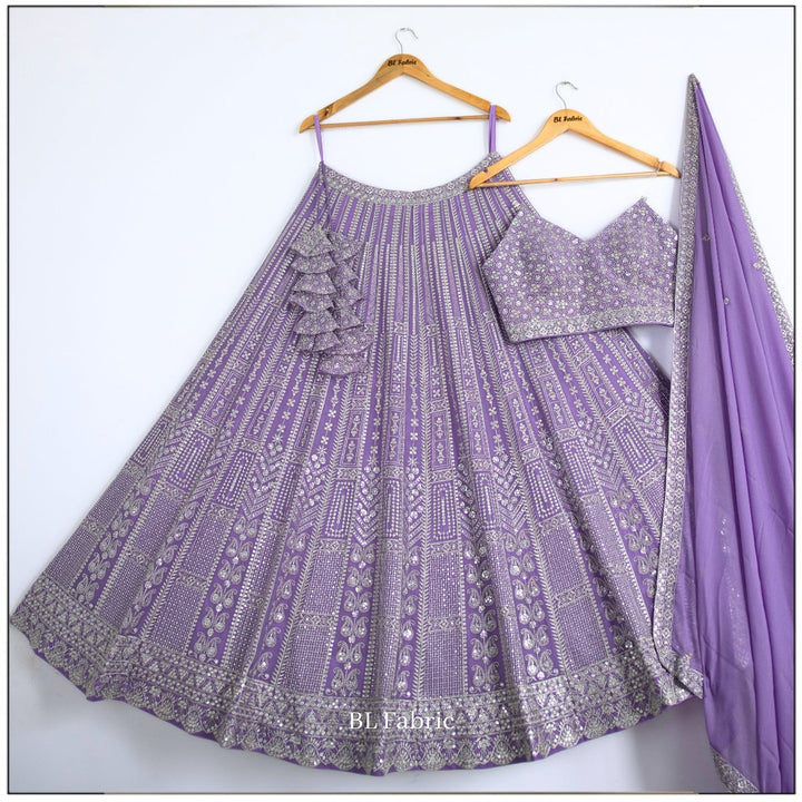 Light Purple color Embroidery & Sequence work Designer Lehenga Choli for Wedding Function BL1460 4