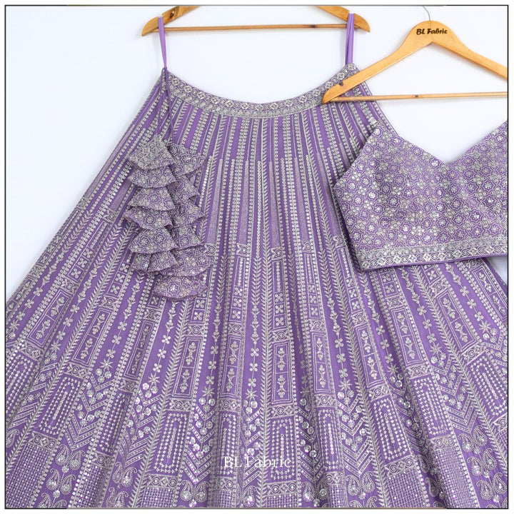 Light Purple color Embroidery & Sequence work Designer Lehenga Choli for Wedding Function BL1460 6