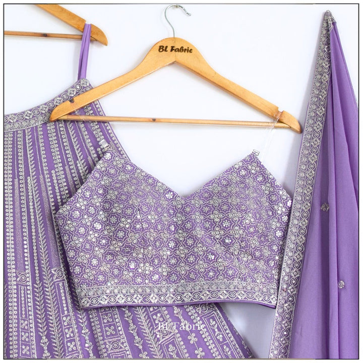 Light Purple color Embroidery & Sequence work Designer Lehenga Choli for Wedding Function BL1460 5