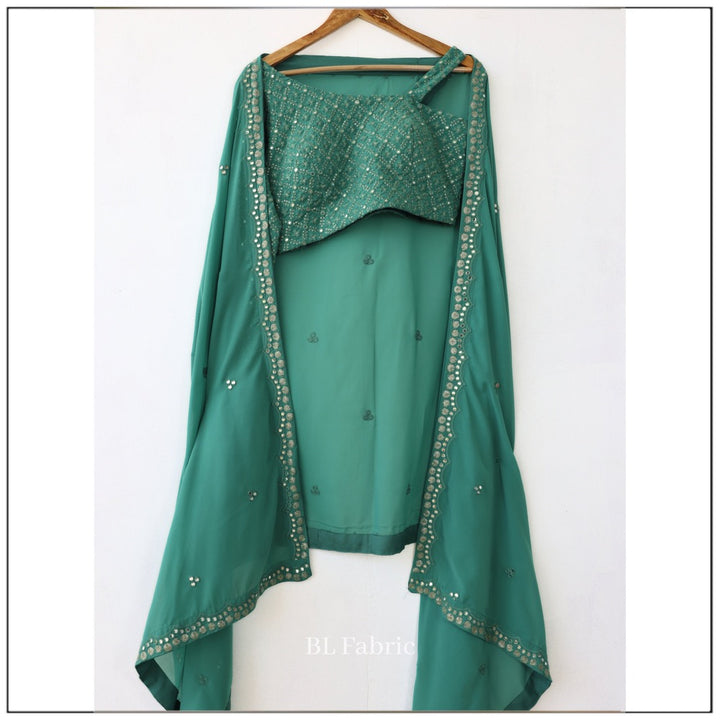Mid Green color Mirror & Embroidery work Designer Lehenga Choli for Wedding Function BL1237 6