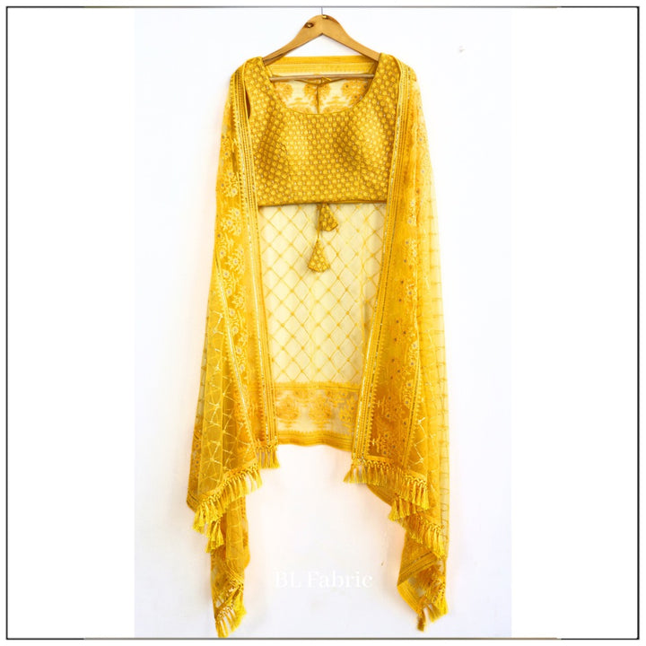 Yellow color Designer Embroidery & Mirror work Lehenga choli for Haldi Function BL1243 5